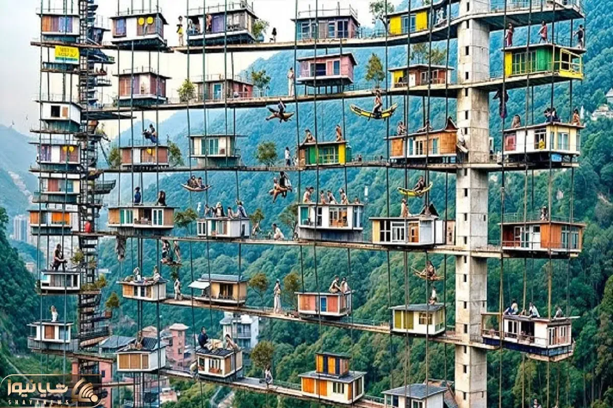 معماری خلاقانه؛ به جای آجر و سیمان وسط جنگل با چوب و طناب آپارتمان ساختن