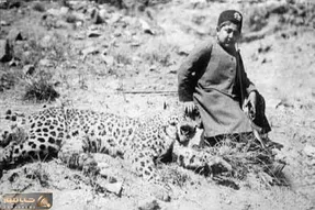 یک عکس یک روایت؛ نگاره احمد شاه قاجار با لاشه پلنگ ایرانی پس از شکار با ژستی شاهانه