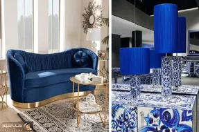 چیدمان شیک آبی درباری / خانه ای شگفت‌انگیز و رویایی با مبلمان ابهت دار و زیبا
