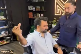 آواز شادانه؛ رقص دامادی همسر آرام جعفری تو آرایشگاه که از خوشحالی بال درآورد