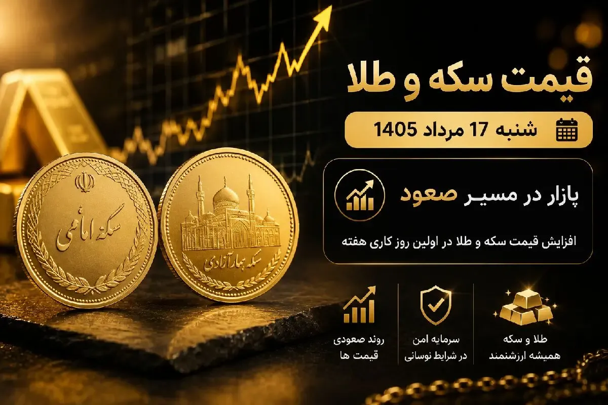 قیمت نیم سکه، ربع سکه و سکه گرمی امروز شنبه 17 مرداد 1405/ رشد سکه