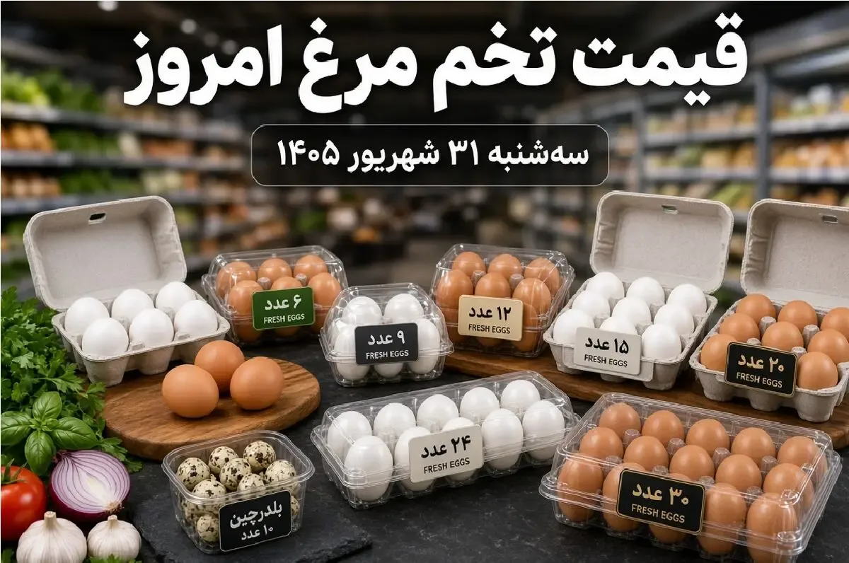 قیمت تخم مرغ امروز سه شنبه 31 شهریور 1405 / یک شانه چند؟