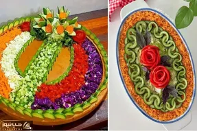 تزیین سالاد خیار و گوجه، شیک و مخصوص مهمانی؛ ایده های دیزاین با سبزیجات تو یخچال
