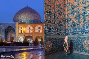 مسجد شیخ لطف الله در نقش جهان، هر وجبش ترمه و کاشی است و شاه برای خلوت خودش اونو ساخت