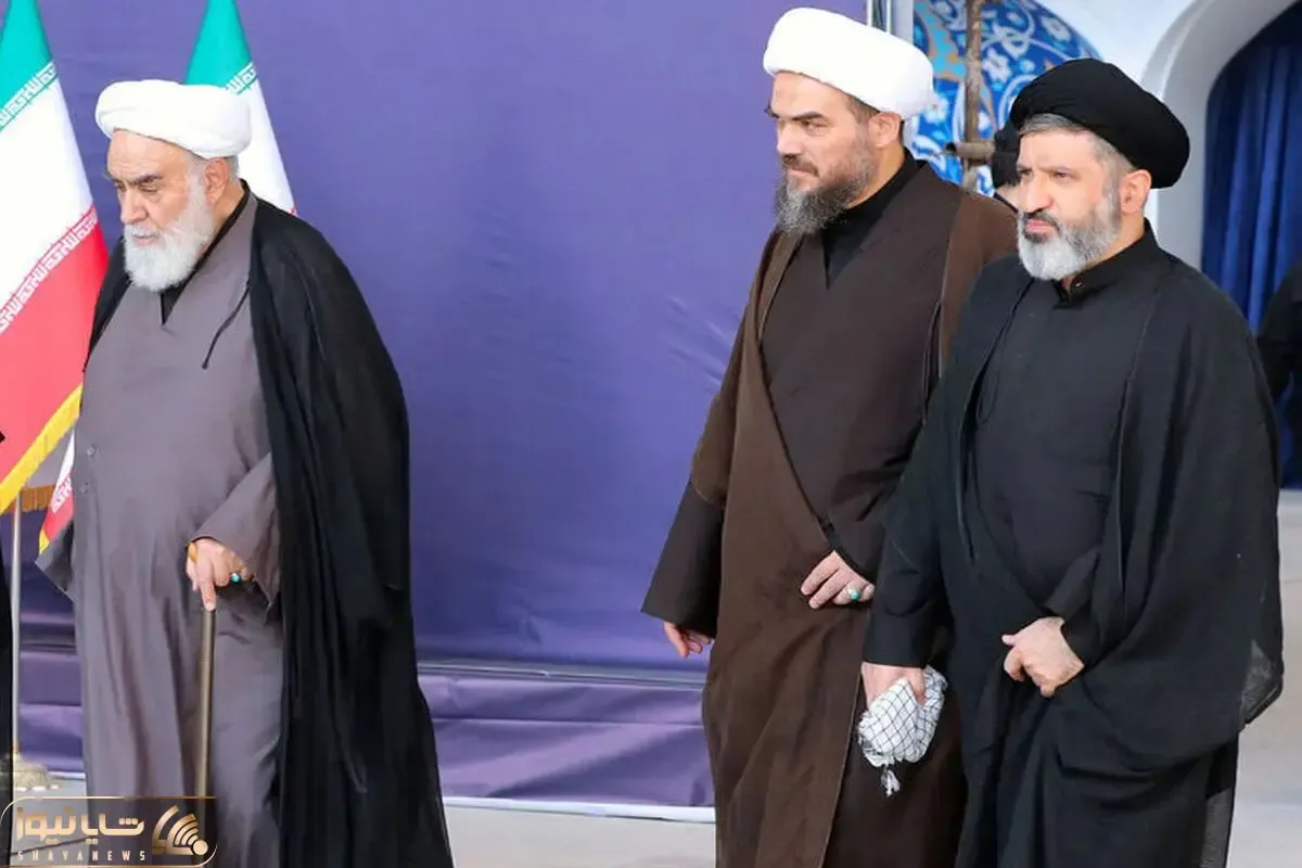 (عکس) لحظه وداع داماد رهبر شهید با دخترش در مسجد جمکران