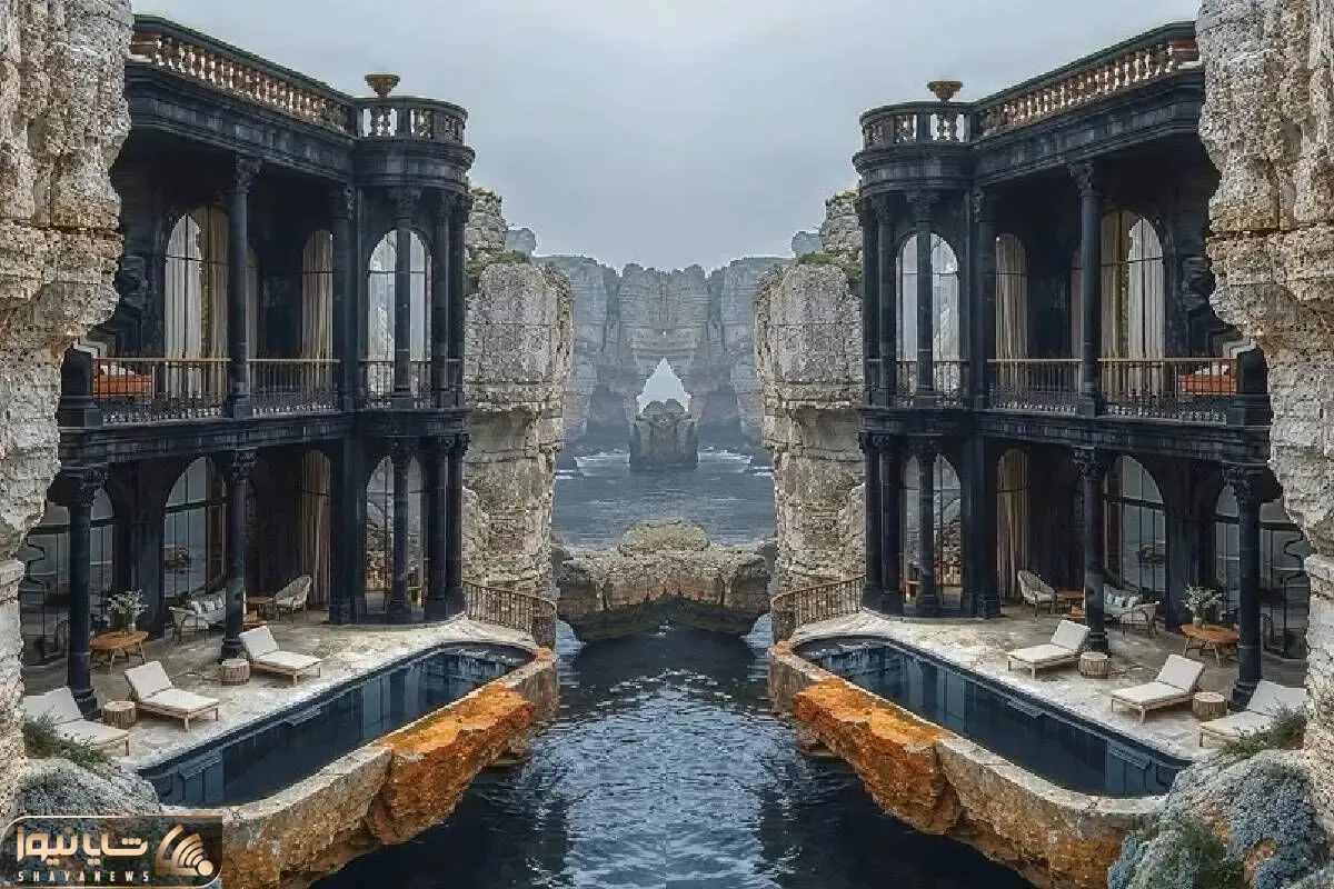 معماری خلاقانه / کنار تنگه رو صخره خونه نقلی اعیونی ساخته استخر و جکوزی روبه دریا