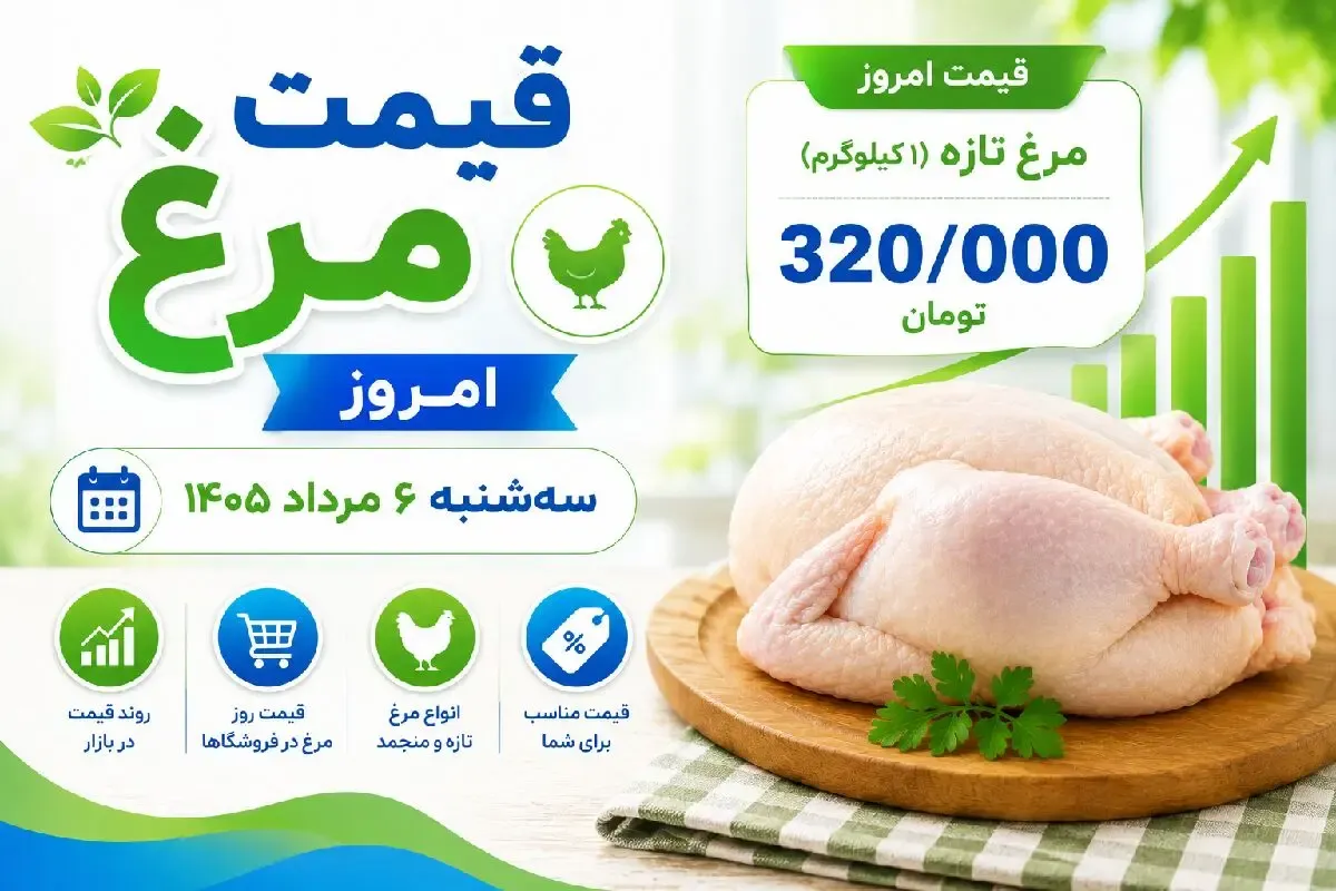 قیمت مرغ امروز سه شنبه 6 مرداد 1405 / فیله مرغ را با چه قیمتی بخریم؟