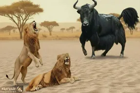 بدایع حیات وحش؛ یک بوفالوی نر جنگی بهتر از یه گله شیر!