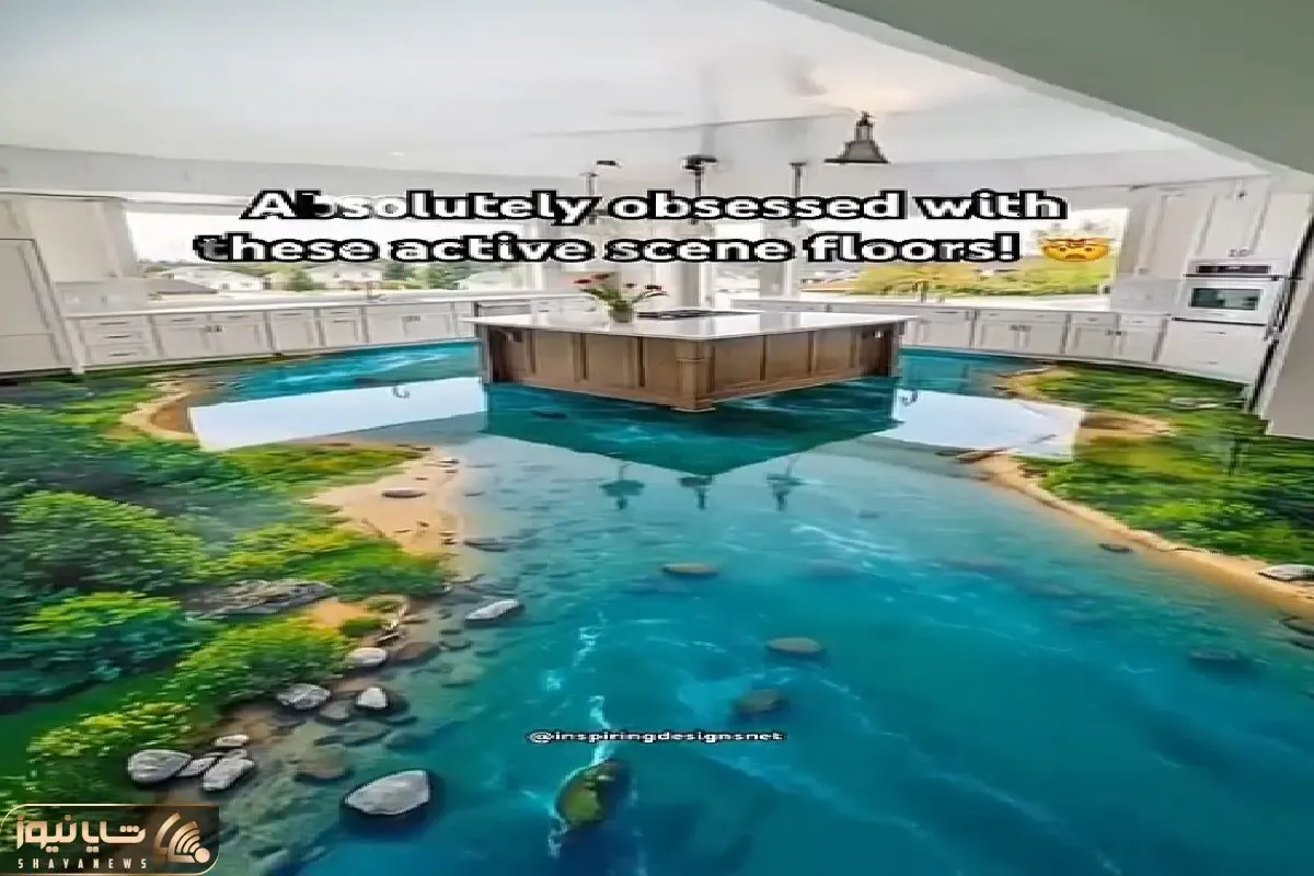 معماری خلاقانه؛ کفپوش دیجیتال متحرک زدن انگار داری تو رودخونه راه میری فوق العاده اس