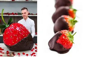 خلاقانه‌های آشپزی؛ این مرده یه توت فرنگی غول پیکر شکم پر با طعم کاکائو درست کرد