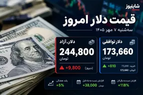 قیمت دلار امروز سه شنبه 7 مهر 1405 / رشد 38 هزار تومانی دلار