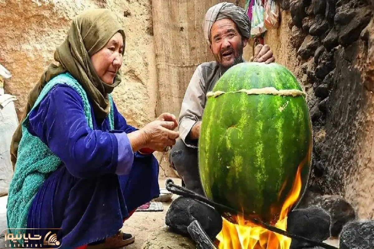 غذای هندونه ای؛ هندوانه تو افغانستان دور ریز نداره توشو میخورن پوستشو قابلمه میکنن