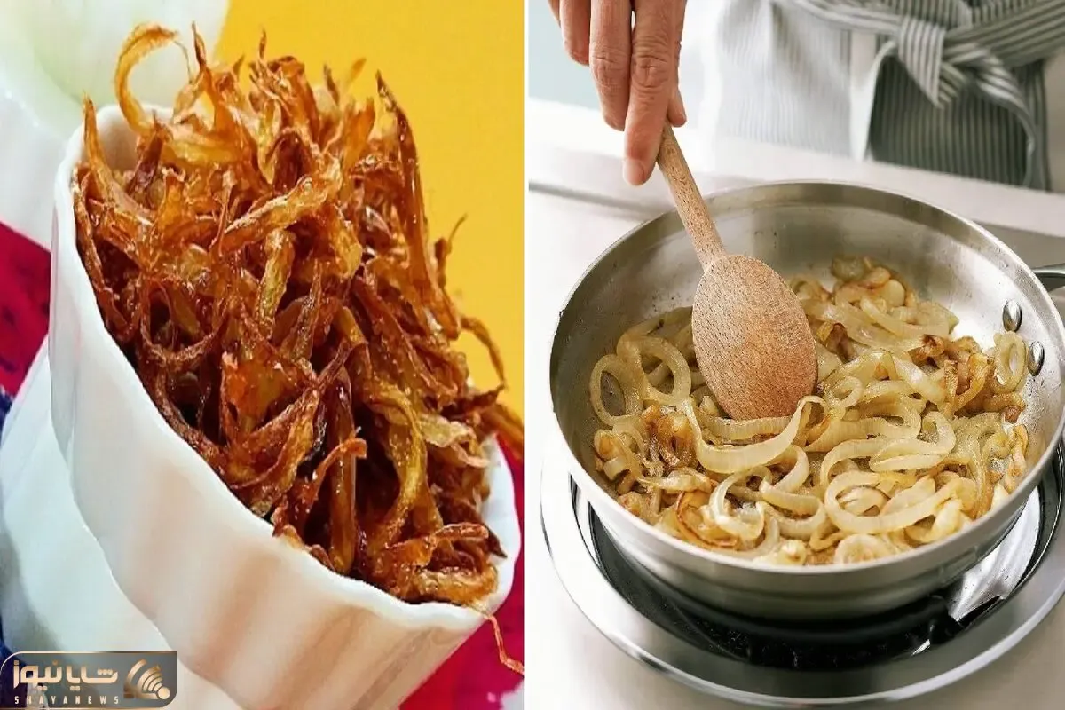 ترفند درست کردن انواع پیاز داغ و طلایی شدنشون؛ مجلسی یا خلالی و کاراملی با ادویه خاص