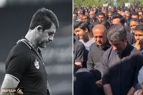 (ویدئو) اشک های جانسوز کریم باقری اسطوره پرسپولیس بر پیکر مادر