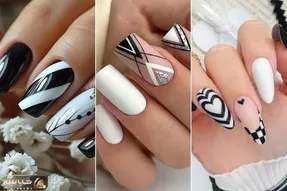 تزیین و ژلیش ناخن با لاک سیاه سفید / تعجب میکنی اینهمه طرح با دو رنگ بوده خبر نداشتی