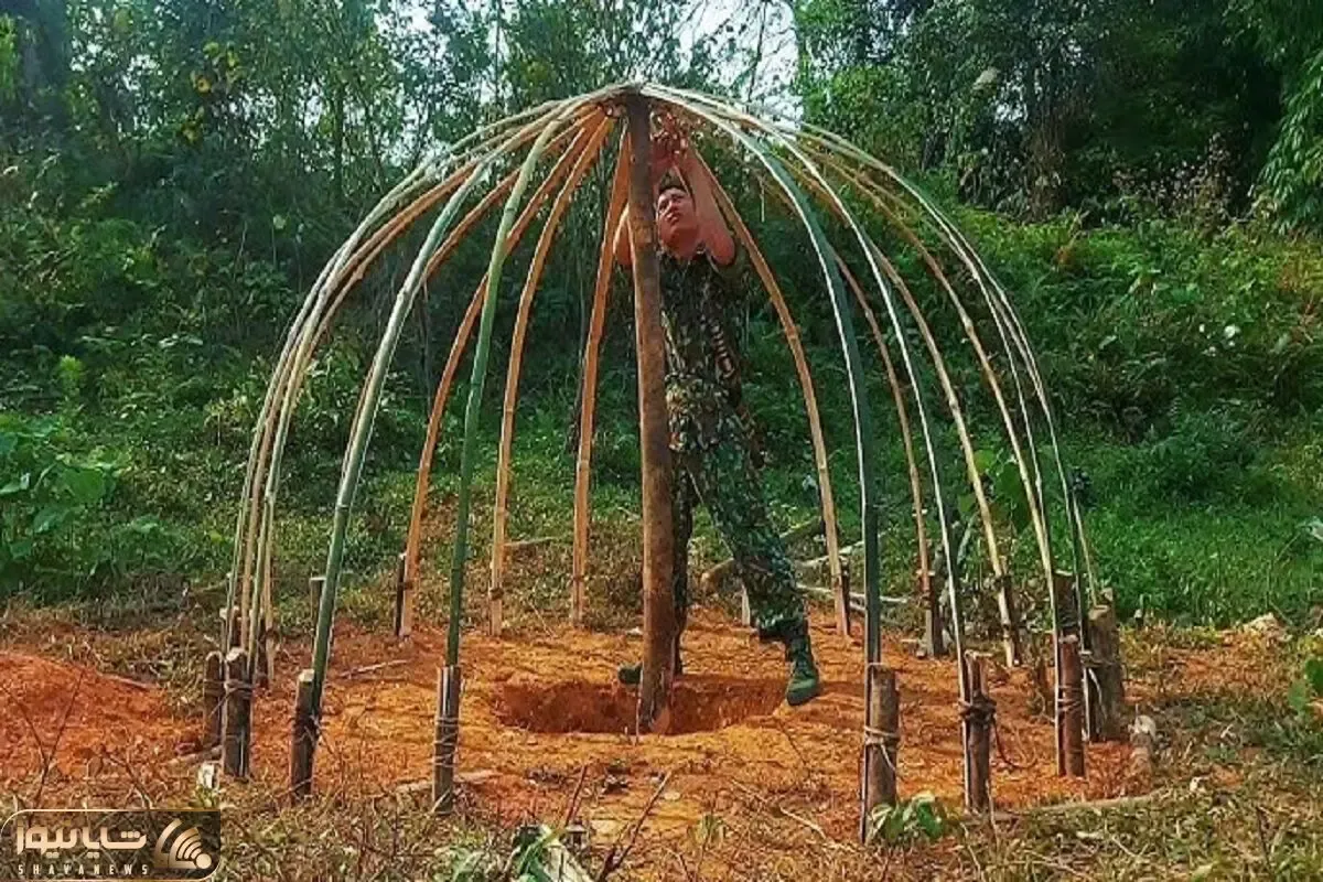 معماری خلاقانه؛ برای اینکه خوراک شغالا نشه تو اعماق جنگل با شاخ و برگ لونه ساخت