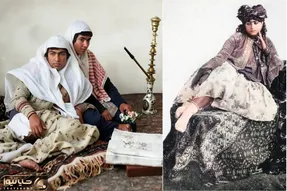 تصاویر| سفر به عصر قاجار؛ از «دستۀ دختران قلیان کش» تا «عشوه گری دختر جوان»