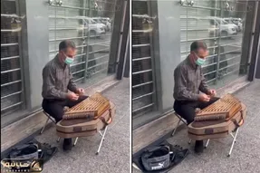 آواز خیابانی؛ ببینید این آقا چه شیک و پیک آهنگ زرد ملیجه رو با سنتور میزنه بنازم!