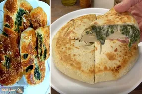 طرز تهیه نان با مغز اسفناج و پنیر بدون فر / مزه عالی این نون رو امتحان نکنی باختی
