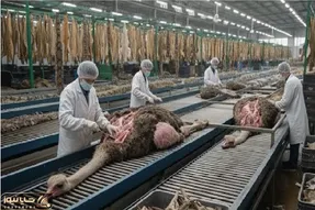 فرآوری شترمرغ؛ شترمرغ تو سلاخخونه مثله میکنن برای تولید مواد نو از گوشت و پرش