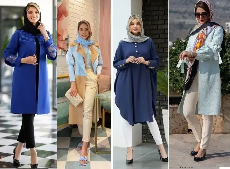 برا مهمونی عید با مانتو آبی اینجوری تیپ بزن؛ هم خوشگل میشی هم ناز و دلبر