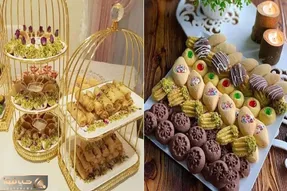تزیین شیرینی عید در انواع ظروف شیرینی خوری / ایده های لاکچری برای کدبانوهای خوش سلیقه