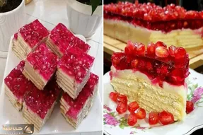 طرز تهیه کیک یخچالی انار / خوشمزه ترین و راحت ترین دسر برای شب یلدا