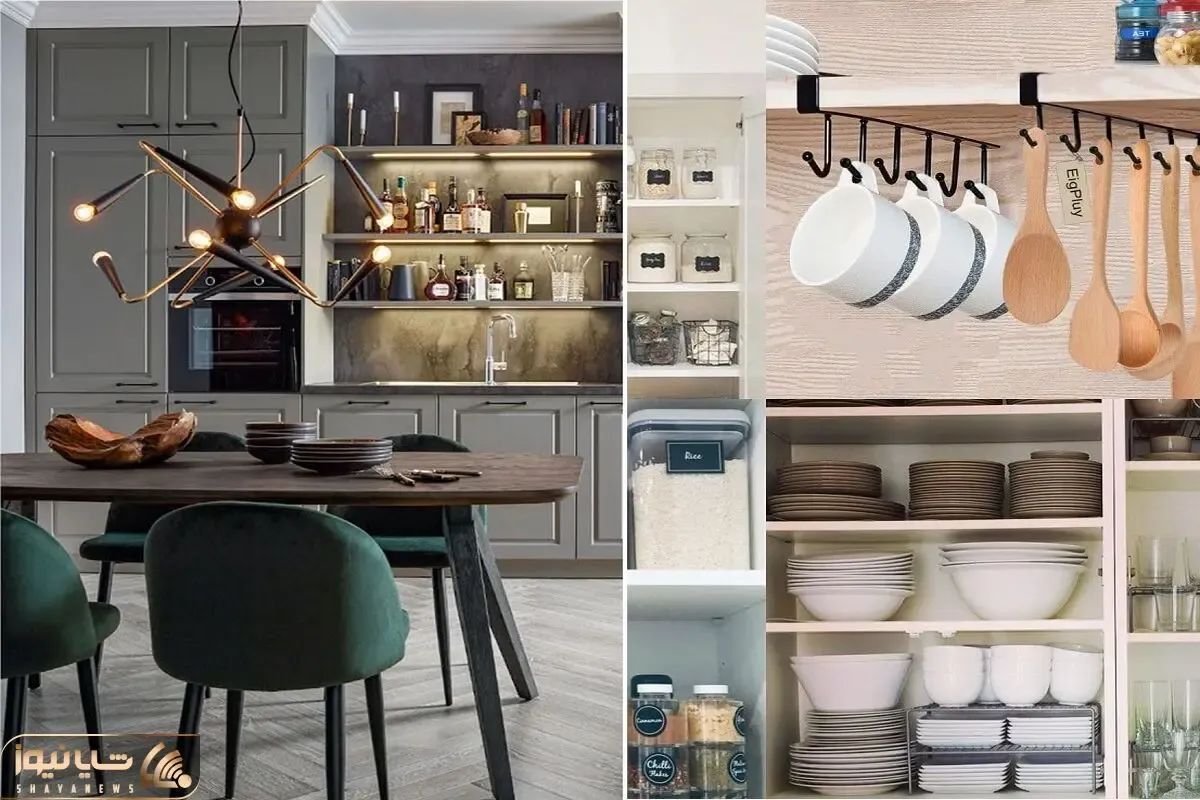 چیدمان کابینت آشپزخونه رو اصولی یاد بگیر/ اینجوری فضای کابینت ها رو سه برابر میکنی