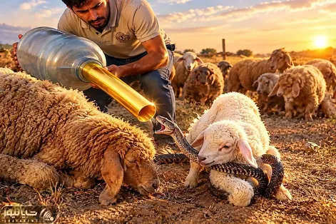 (ویدیو) چوپان بره اش را با حقه ی طلایی از دست مار نجات میدهد