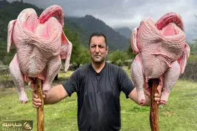 غذای عشایری ؛ مرده اونچنان بوقلمونی رو زمین زد و سرخ کرد که رونش قد رونای آقا بود