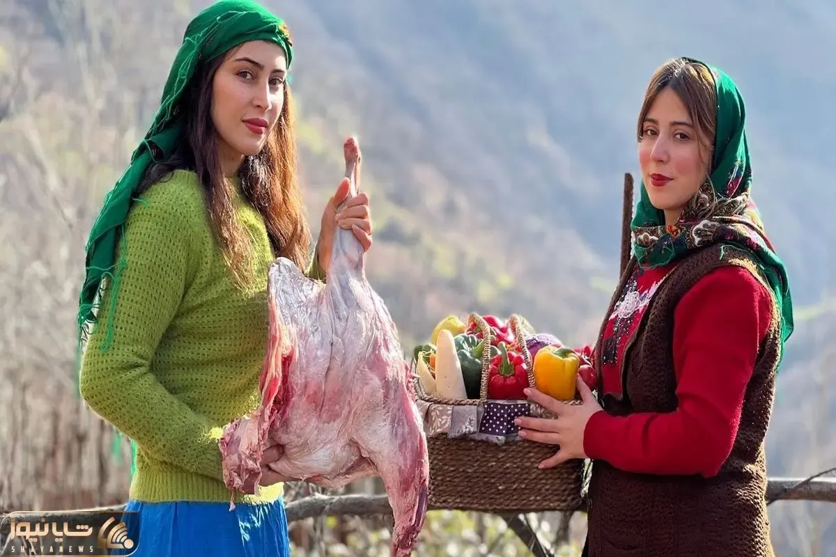 آشپزی خوش پخت دهاتی؛ طبخ چلو گوشت خوش آب رنگ دخترای گیلانی تو یه ویو رویایی