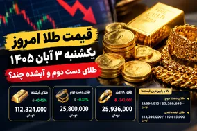 قیمت طلا امروز یکشنبه 3 آبان 1405 / طلای دست دوم و آبشده چند؟