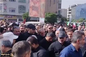 حضور پزشکیان در مراسم تشییع پیکر شهدای اقتدار