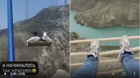 ویدیو وحشتناک سقوط تاب به دره با دو دختر!