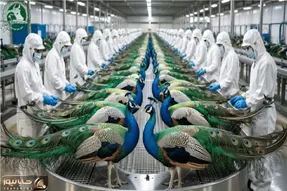 فرآوری طاووس؛ طاووس‌کُشی مدرن صنعتی برای بهره بردن از پرهای رنگین کمانی و گوشت اشرافی