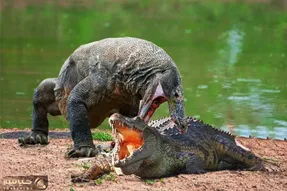 از جذابیت های حیات وحش؛ وقتی کومودو میشه به جای فرار با کروکودیل می جنگه
