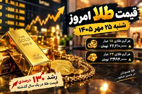 قیمت طلا امروز شنبه 25 مهر 1405 / رشد طلا در آغاز هفته