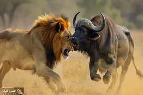 مستند حیات وحش/ شیرها و بوفالوها برای رسیدن به قلمرو می جنگند