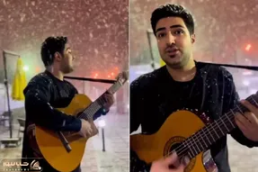 آواز خیابانی؛ آقاهه با آهنگ زمستون خدا سرد دمش گرم ملت روبه وجد آورد فقط برف سرتا پاش