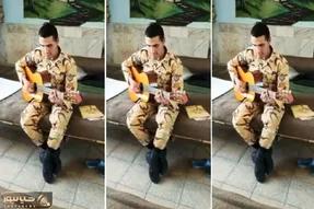آواز خیابانی؛ ببینید این سرباز چه دلنواز و پر احساس با گیتار آهنگ اجرا میکنه!