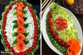 انواع تزیین سالاد همه جوره‌اش از کاهو تا خیار گوجه / داشتن چیدمان بی نظیر میز یا سفره