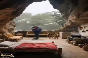 معماری خلاقانه؛ خونه ساختن تو غار بیرون طوفانه داره درختو از جا میکنه این ریلکسه