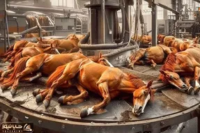 فرآوری اسب؛ اسب پرمحنت ترکمن مفلوک رو بعد سواری گرفتن دباغی و شرحه میکنه