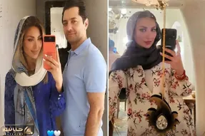 چشمای بهرام رادان میون تیپ تیرش چه روشن ترم شده چشمو میزنه؛ همسرشو از دیزنی آورده