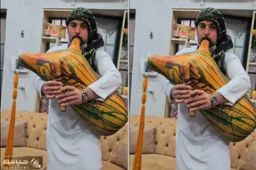 آواز محلی؛ ببینید آقاهه با نی انبان چه آهنگ بندری شادی میزینه فقط حرکات ریتمیکش!!