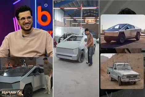 بنیامین بی ای مهمان امیرحسین قیاسی وانت مزدا را تسلا سایبر تراک کرد