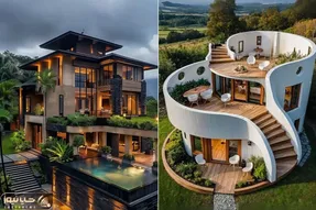 معماری خلاقانه؛ وسط جنگل عمارت های مجلل و رویایی اعیونی ساختن مصالحش از درخت