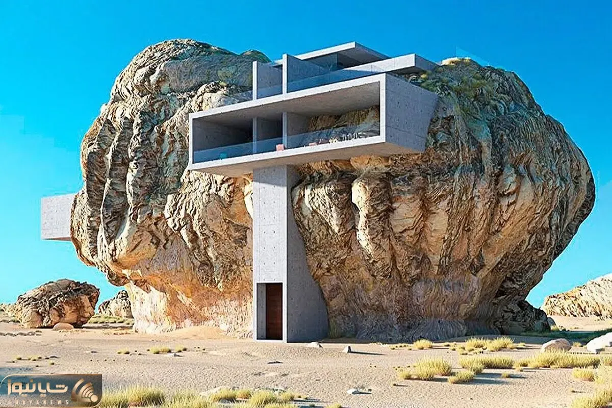 معماری خلاقانه؛ تو اعماق بیابون دل سنگ غول پیکر و شکافت خونه ساخت تا خنک شه
