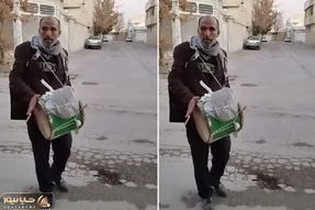 آواز خیابانی؛ ببینید پیرمرد دوره گرد غروب جمعه برای شاد کردن مردم چه تنبکی میزنه!