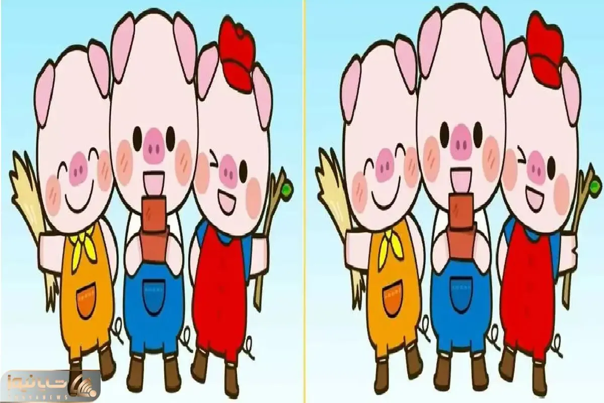 بازی فکری؛ اگه همه نخبگان خفت کم هوشی میکشن برابرت 3 تفاوت خوکای سه قلو صورتی رو بگو